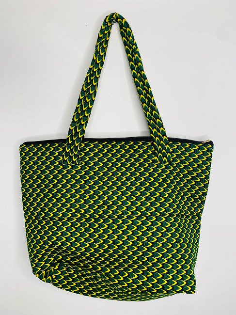Sac fourre-tout pliable en tissu wax motif