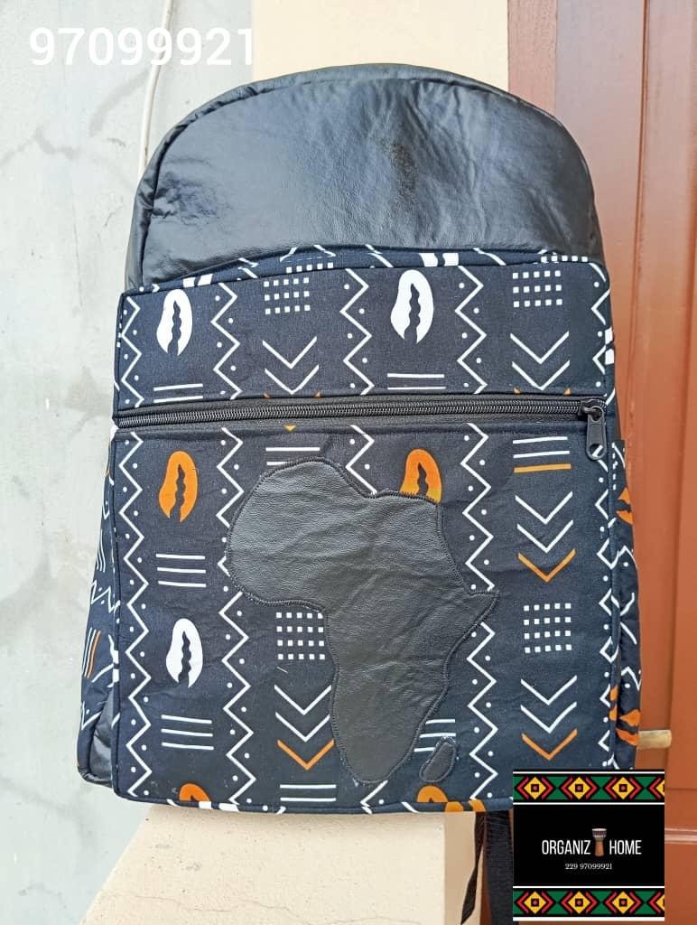 Sac à dos en similicuir à imprimé africain
