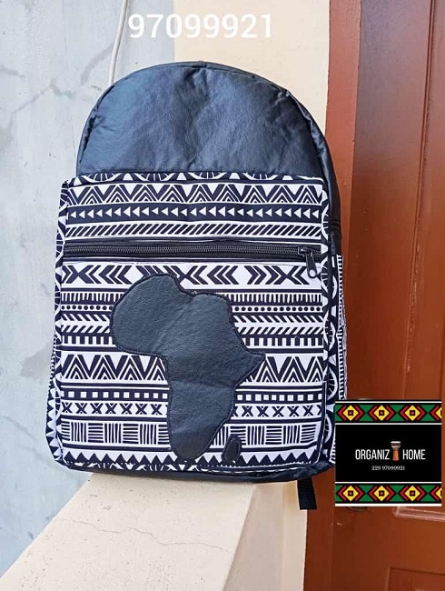 Sac à dos en similicuir à imprimé africain