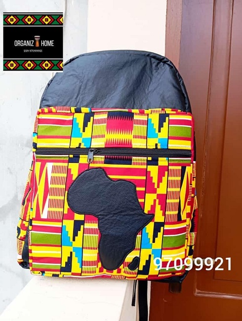 Sac à dos en similicuir à imprimé africain
