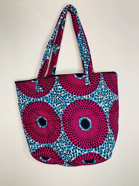 Sac fourre-tout pliable en tissu wax motif