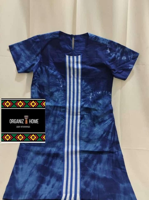 Robe à motif en batik avec manche courte