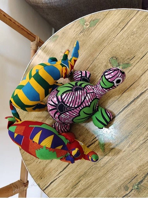 Peluche africaine animale en Tissu Wax