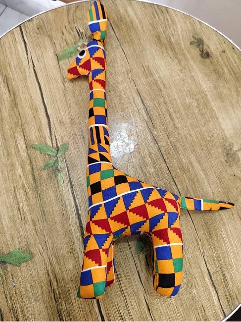 Peluche Girafe en Tissu Wax